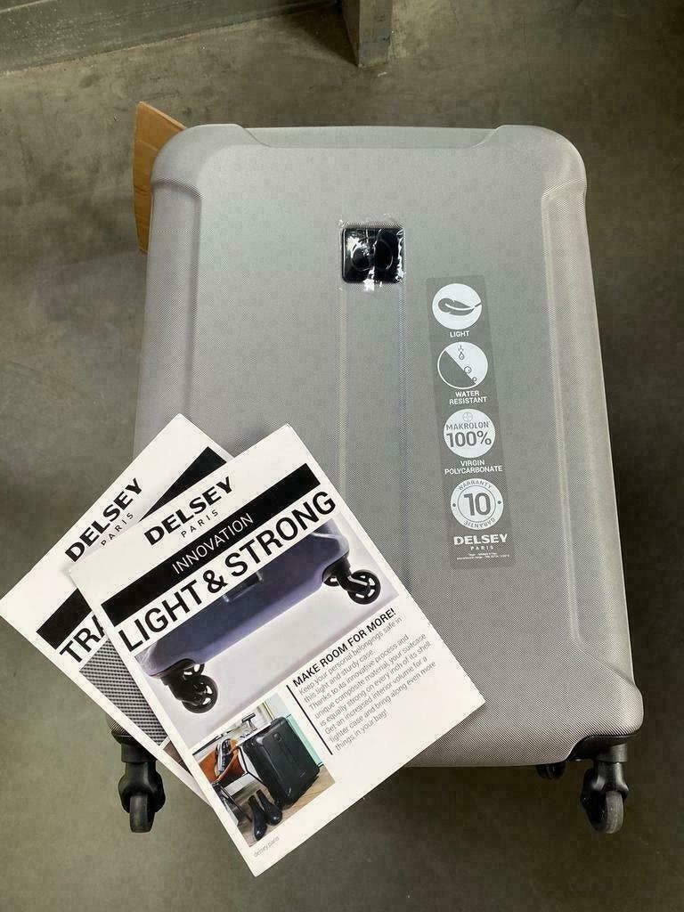 Delsey Exception Reiskoffer 94L Zilver nieuw in verpakking, 60 tot 70 cm, Hard kunststof, 45 tot 55 cm, Nieuw