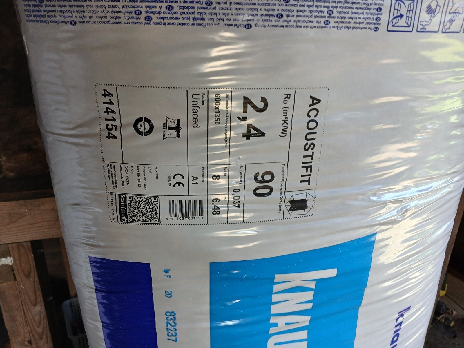Knauf Acoustifit Glaswol isolatieplaten (nieuw), Doe-het-zelf en Verbouw, Ophalen, 10 tot 15 m², Vloerisolatie, Nieuw
