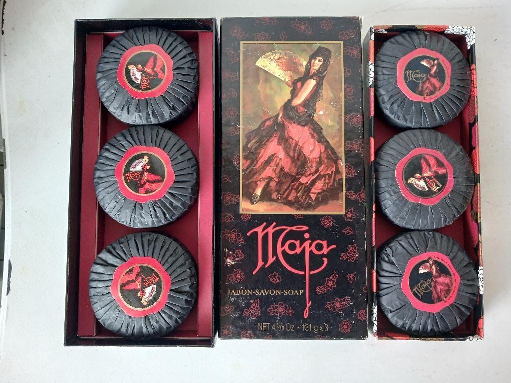 2 VINTAGE geschenkverpakkingen Myrurgia Maja zeep, Verzamelen, Verzenden, Nieuw, Overige typen, Gevuld
