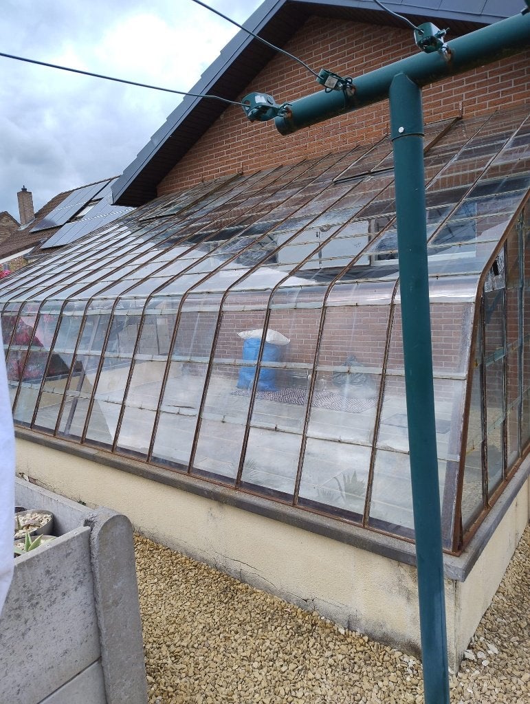 Gratis af te halen: Ruime tuinkas/serre (5.06 x 3.20m), Tuin en Terras, Gebruikt, Muurkas, Glas, Ophalen