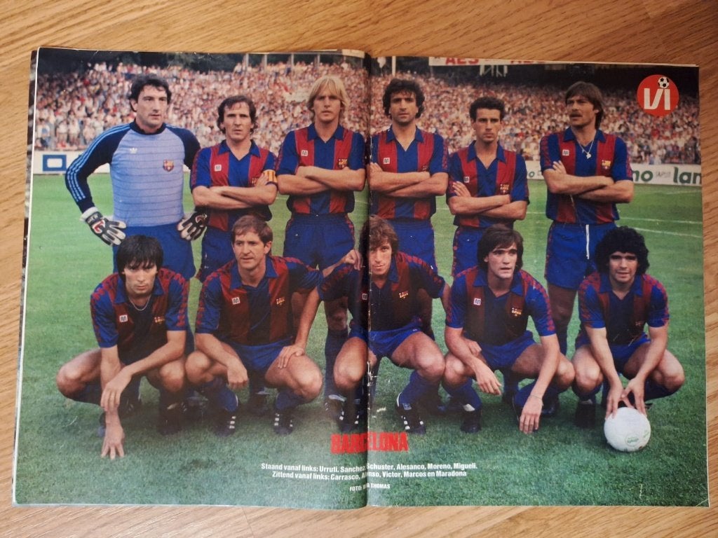 Oude unieke poster Diego Maradona - FC Barcelona (1984), Ophalen of Verzenden, Zo goed als nieuw, Buitenlandse clubs, Poster, Plaatje of Sticker