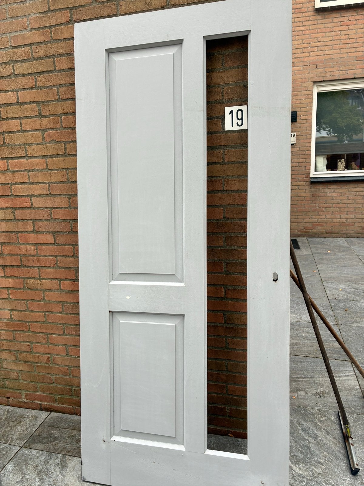 HardHouten Buitendeur voordeur met Glasopening, Ophalen, Gebruikt, 80 tot 100 cm, Buitendeur