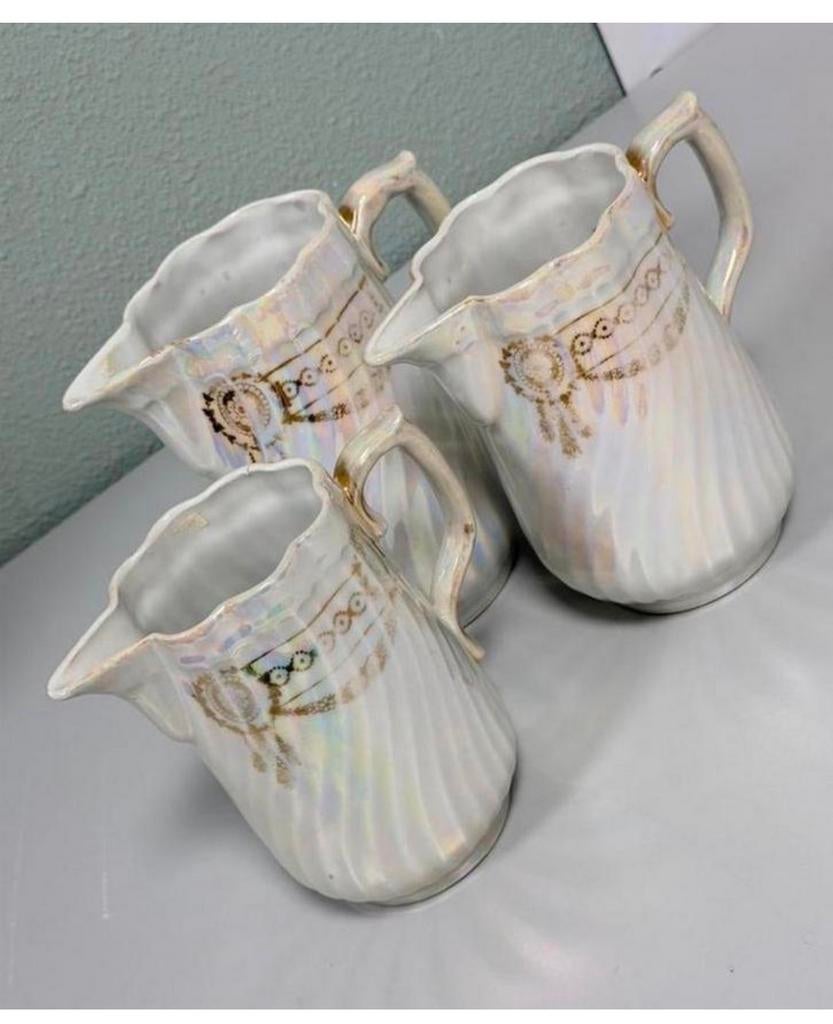 3 Kannen Sadler Swirl Lustreware theeset vintage parelmoer, Antiek en Kunst, Antiek | Servies los, Ophalen of Verzenden