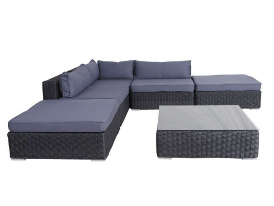 Luxe Wicker Loungeset met Salontafel en Kussens, 5 zitplaatsen, Gebruikt, Ophalen of Verzenden, Loungeset