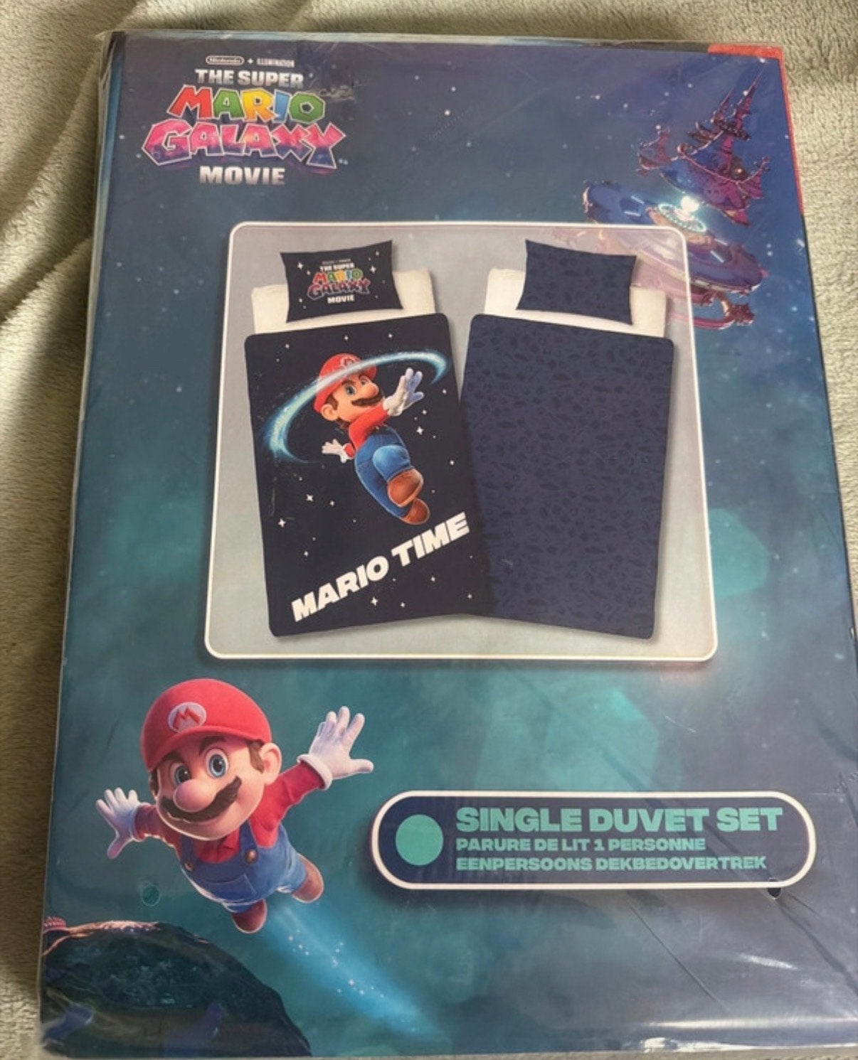 Super Mario Galaxy Dekbedovertrek Eenpersoons - Nieuw, Overige merken, Nieuw, Set van meerdere stuks, Verzenden