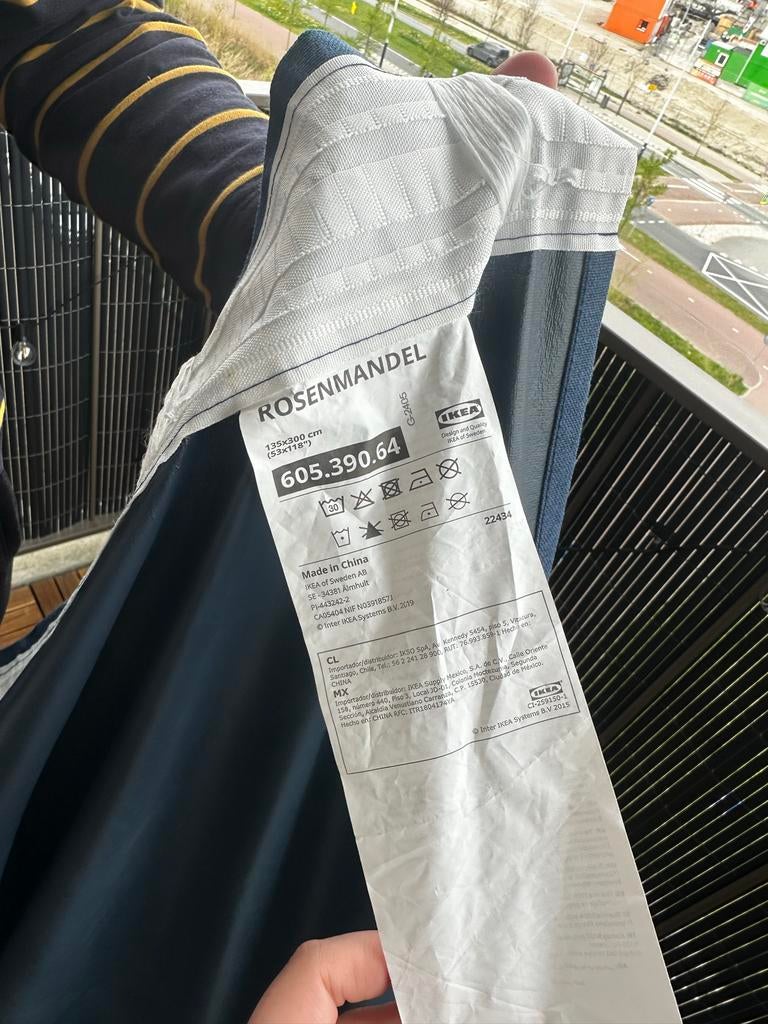 IKEA ROSENMANDEL gordijnen, donkerblauw, Ophalen, 100 tot 150 cm, Zo goed als nieuw, 200 cm of meer