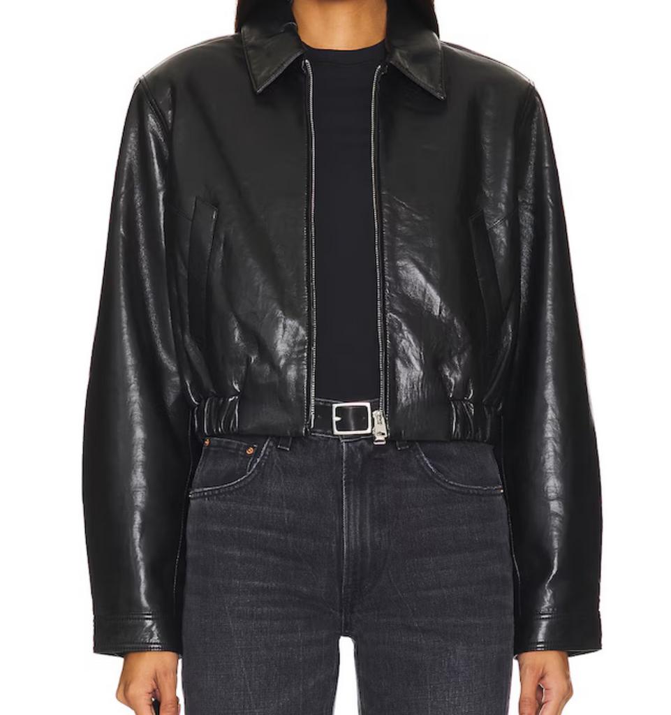 AGOLDE Essie Leather Jacket M nieuw, Maat 38/40 (M), Zwart, Nieuw, Ophalen of Verzenden