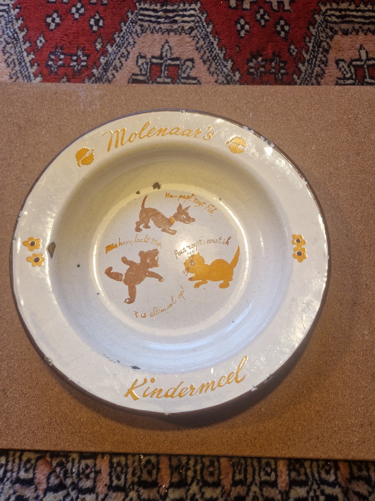 Vintage Emaille kinderbordje van molenaar's kindermeel  1960, Antiek en Kunst, Ophalen of Verzenden
