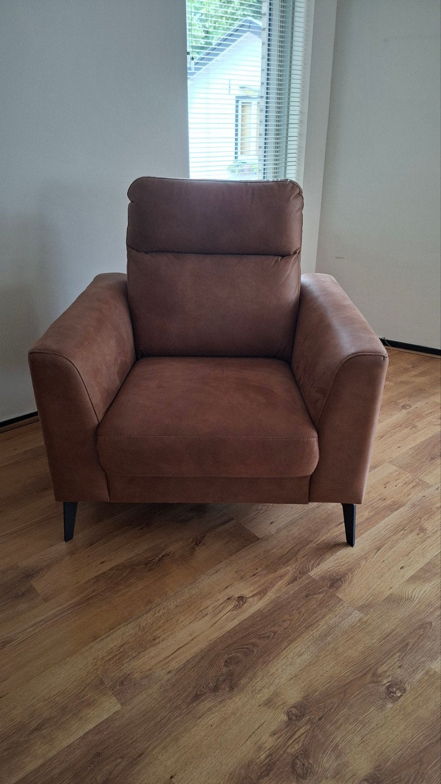 Fauteuil bruin microleer Kentucky cognac, z.g.a.n., Ophalen, Overige materialen, 75 tot 100 cm, Zo goed als nieuw