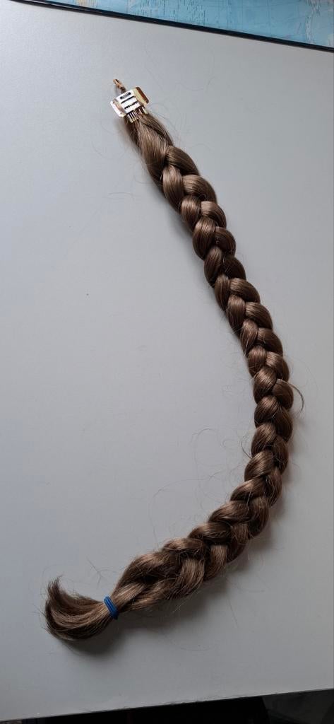 Gevlochten haarstukje met clip - Bruin, Ophalen of Verzenden, Gebruikt, Pruik of Haarverlenging
