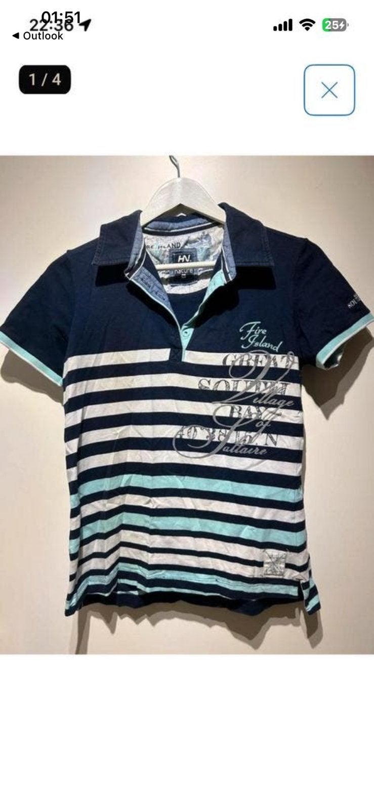 M - poloshirt Human Nature blauw mintgroen wit als nieuw, Maat 38/40 (M), Ophalen of Verzenden, Zo goed als nieuw, Korte mouw