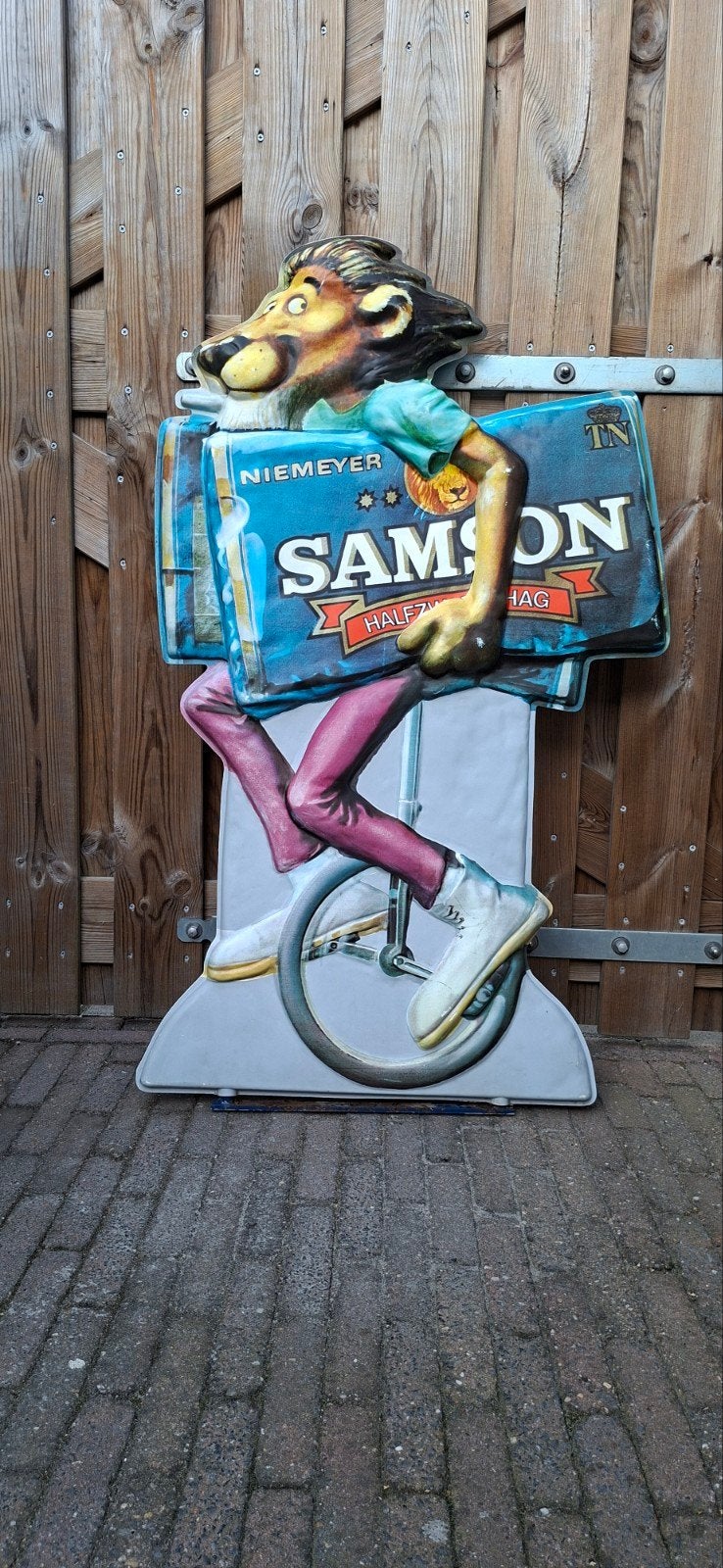 Bolle dubbelzijdige Samson reclame, Ophalen, Reclamebord