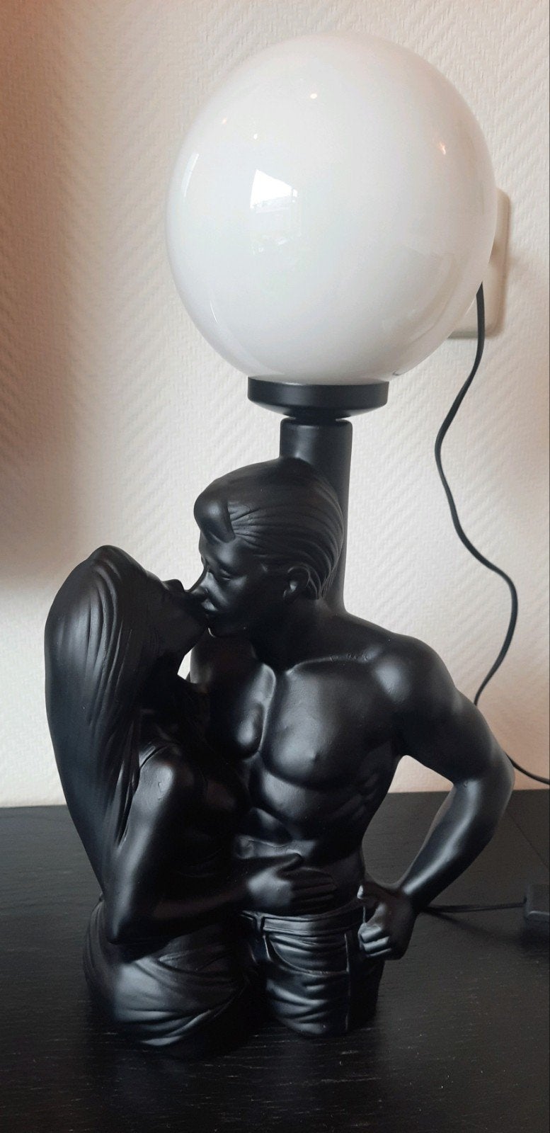 Kussend koppel tafellamp jrn80 keramiek,lees de beschrijving, Keramiek, Ophalen of Verzenden, Zwart, Sfeerlamp