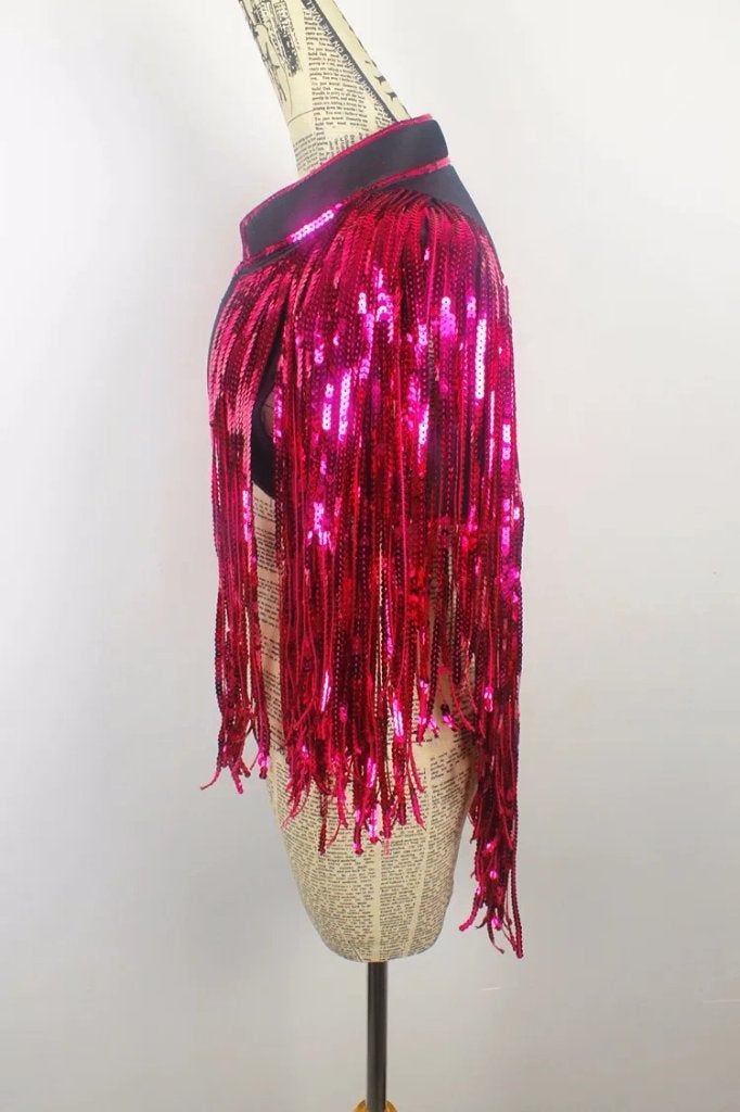 Roze dames glitter jas met kwastjes / glimmend jasje vrouwen, Kleding | Dames, Verzenden, Maat 42/44 (L), Nieuw, Overige thema's