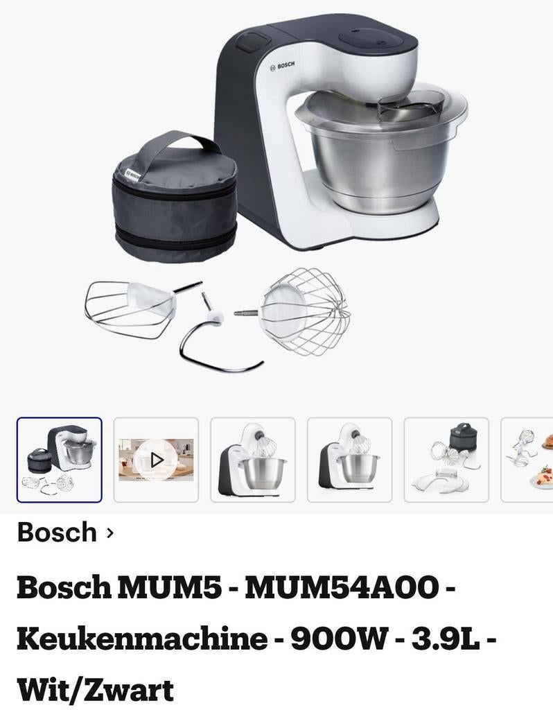 Bosch keukenmachine MUM54A00, Witgoed en Apparatuur, Keukenmixers, Zo goed als nieuw, 3 tot 4 liter, 3 snelheden of meer, Ophalen of Verzenden