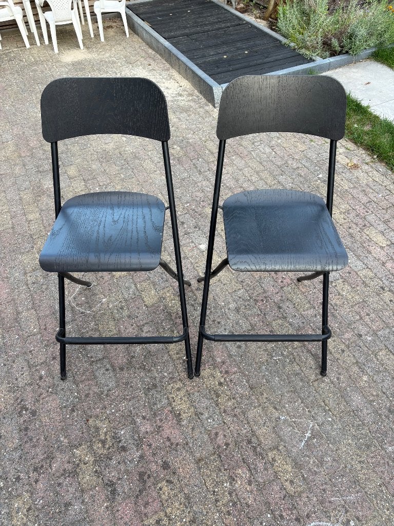 Twee Barkrukken inklapbaar, Huis en Inrichting, Gebruikt, Met voetsteun, 60 tot 90 cm, 2 krukken
