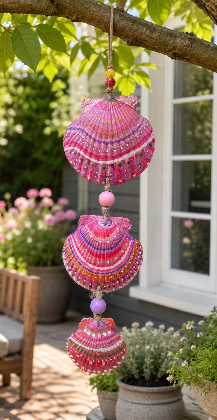 Handgemaakte schelpenhanger met Jacobs schelpen en kralen, Meerkleurig, Boho, Nieuw, Ophalen of Verzenden
