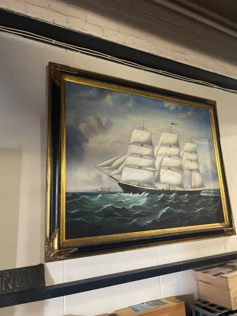 Set van 3 grote schilderijen met schepen, Ophalen