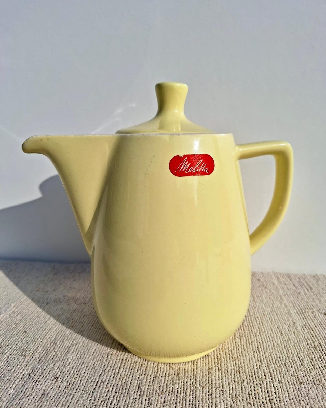 Vintage grote pastelgele koffiepot van Melitta, Antiek en Kunst, Ophalen of Verzenden