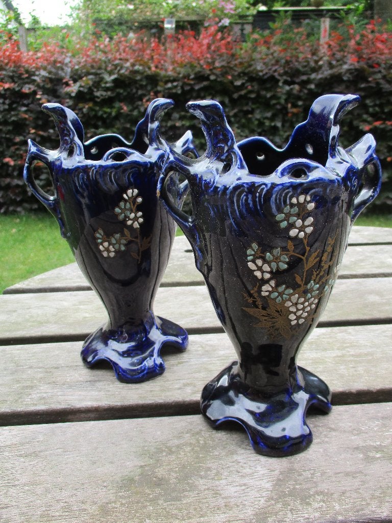 2 vazen in koningsblauw, Antiek en Kunst, Verzenden
