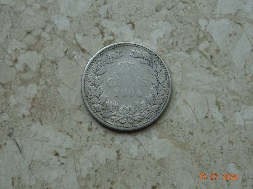 25 cent 1904, Verzenden, Zilver, 25 cent, Koningin Wilhelmina