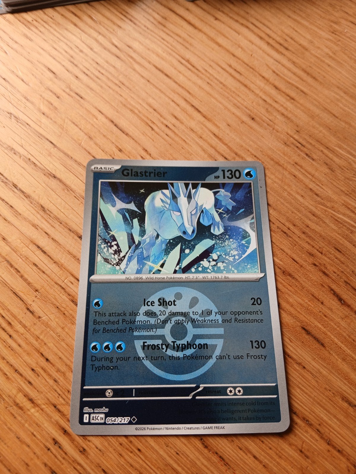 Pokémon Kaart Glastrier 054/217 - Zeldzaam, Ophalen of Verzenden, Zo goed als nieuw, Losse kaart