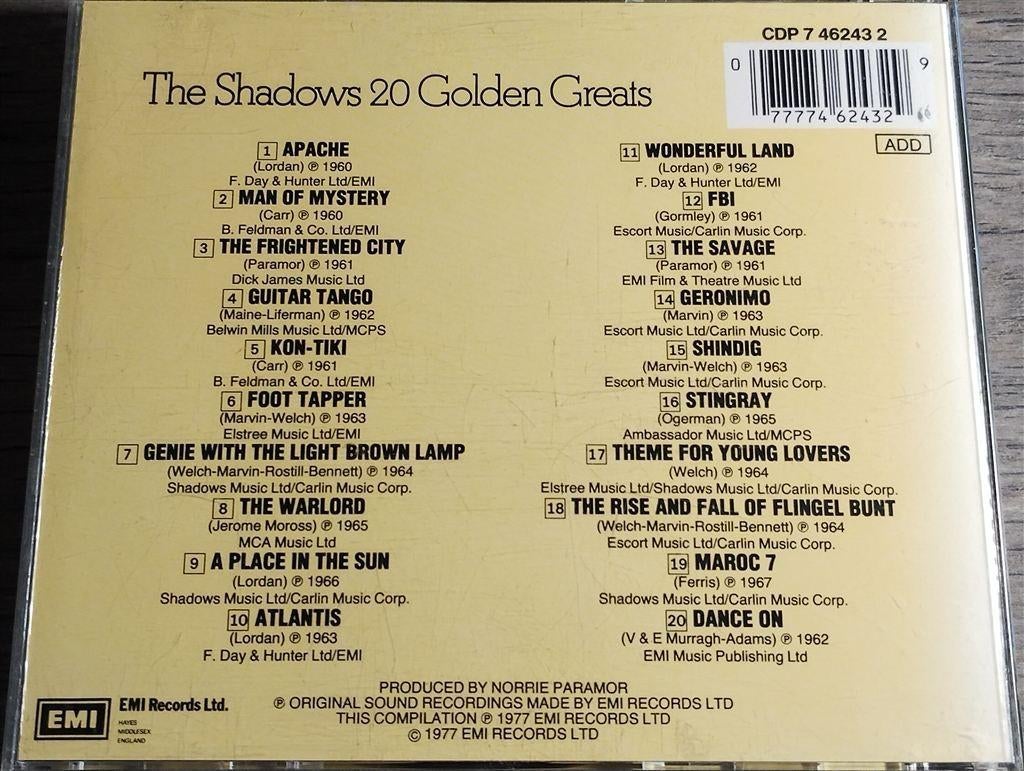 The Shadows - 20 Golden Greats, Ophalen of Verzenden, Gebruikt