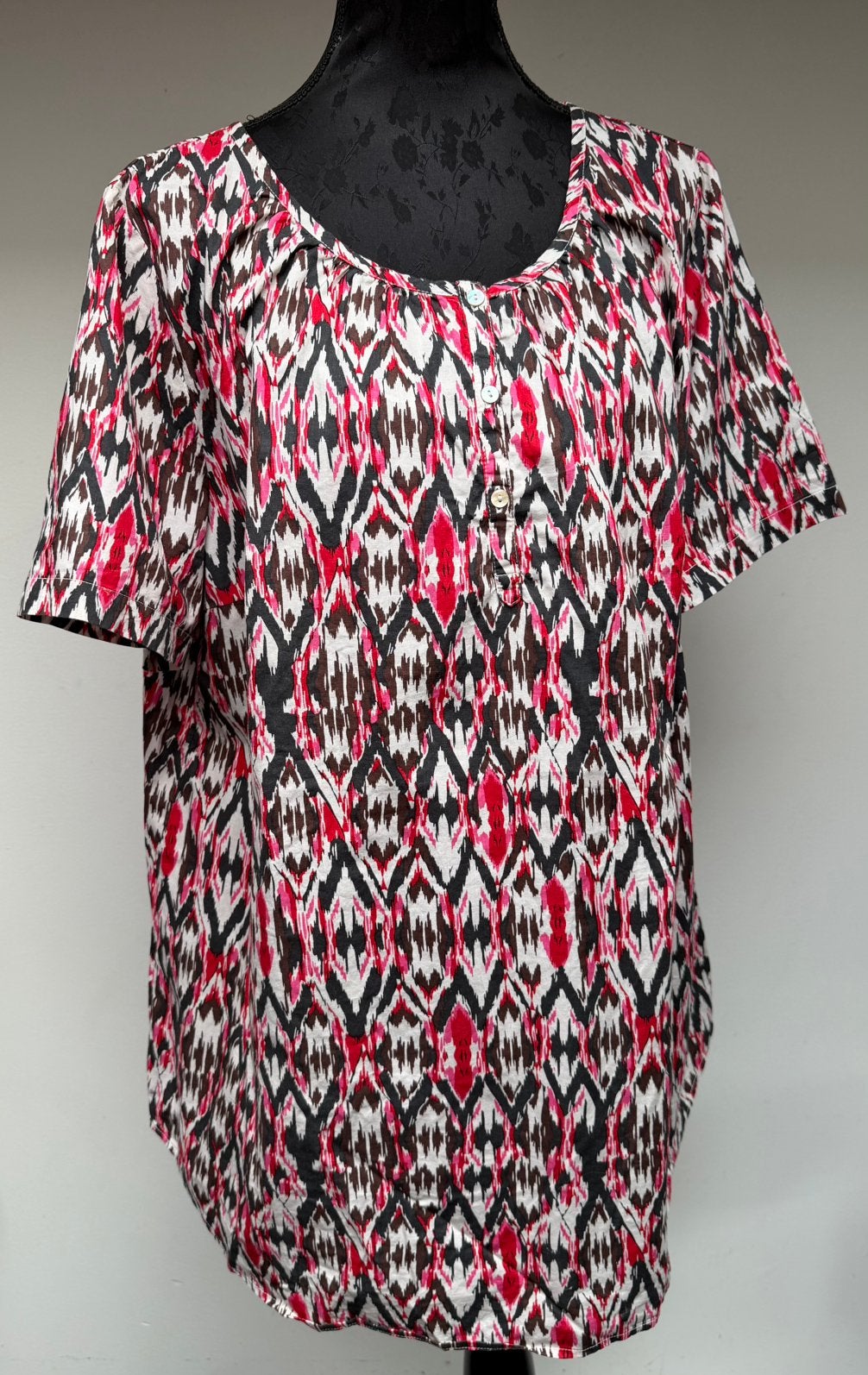 Superleuke wit/rood/bruine tuniek ULLA Popken mt 48/50, Kleding | Dames, Grote Maten, Verzenden, Nieuw, Rood