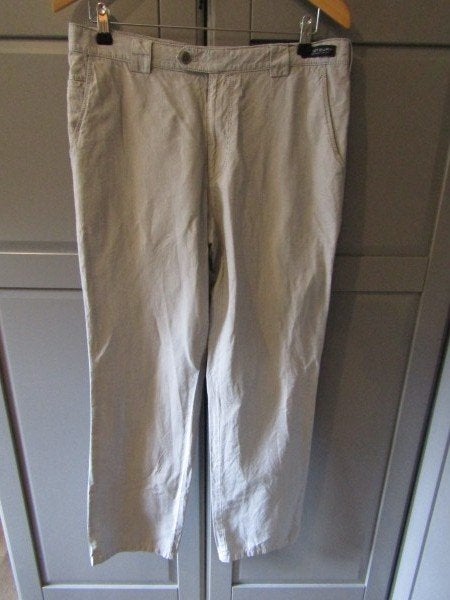 G1020 Westbury mt 50 chino broek grijs wit streepje linnen, Grijs, Verzenden, Maat 48/50 (M), Westbury