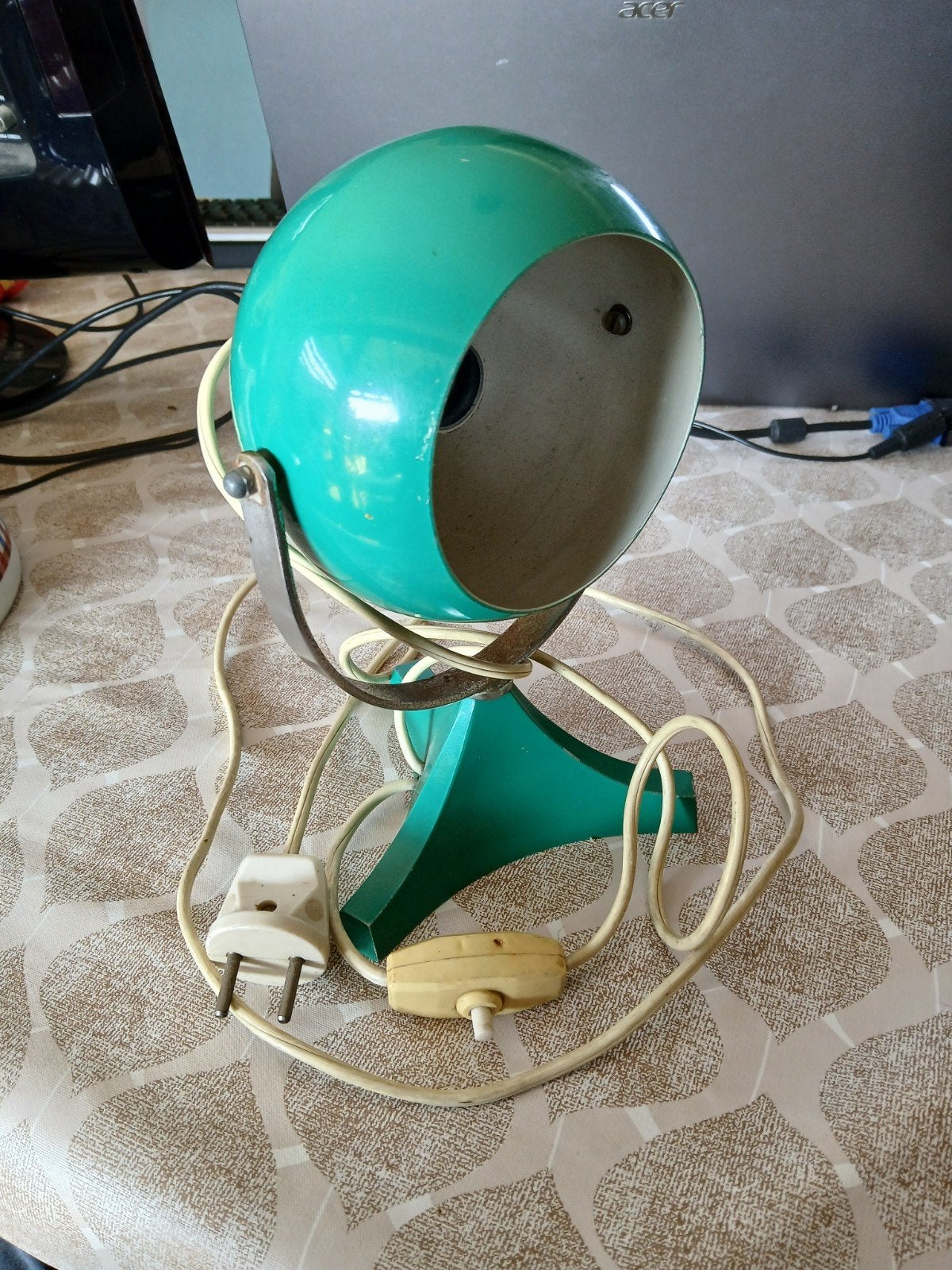Vintage tafellampje met unieke 3-poot, 23cm hoog, Antiek en Kunst, Ophalen of Verzenden