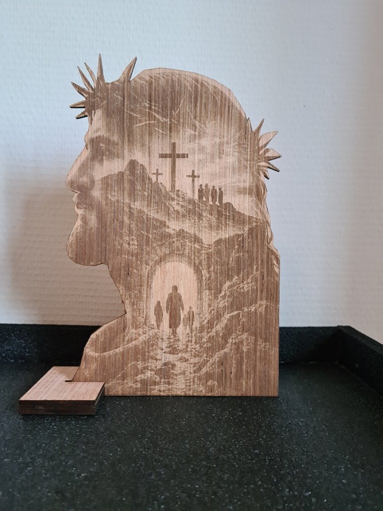 Jezus Christus - Houten 3D gravure - 25cm, Ophalen of Verzenden, Nieuw