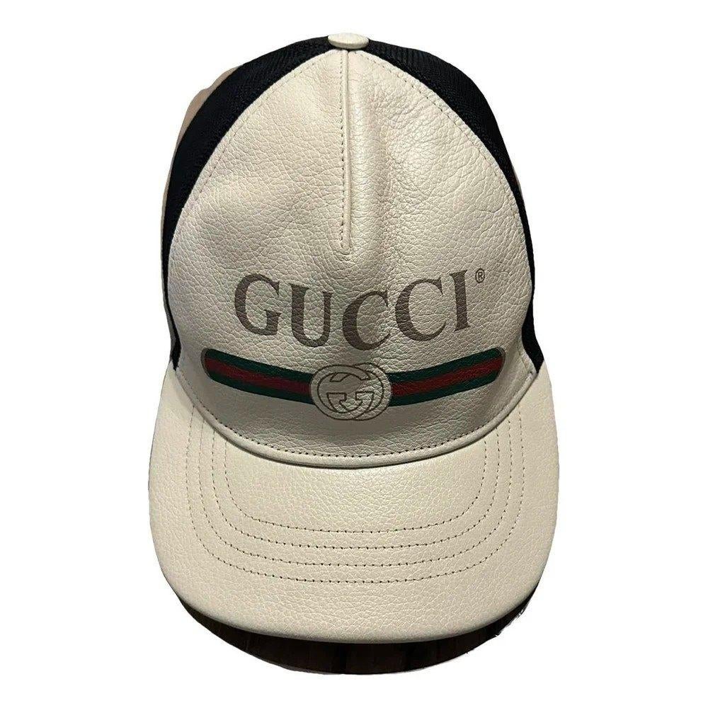 Gucci Leren Cap Wit Zwart Maat M, Ophalen of Verzenden, Zo goed als nieuw, 57 cm (M, 7⅛ inch) of minder, Pet