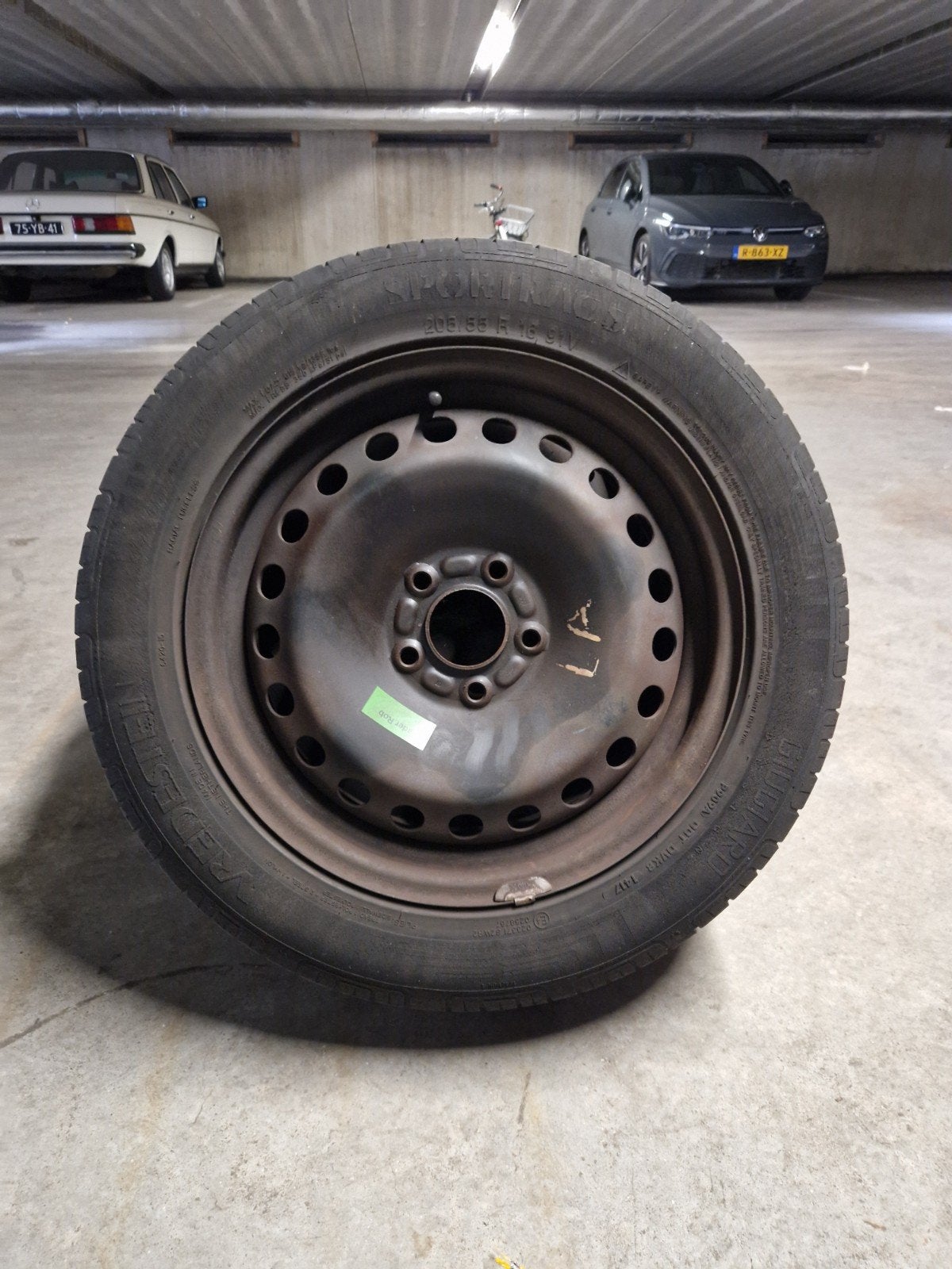set stalen velgen | 205 55 16 | 6,5J | 5x108 | ET50 | C63,4, Ophalen, Gebruikt, 16 inch, Banden en Velgen