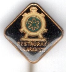 Restaurace zwart email op koper speldje ( G_224, Ophalen of Verzenden, Nieuw, Merk, Speldje of Pin