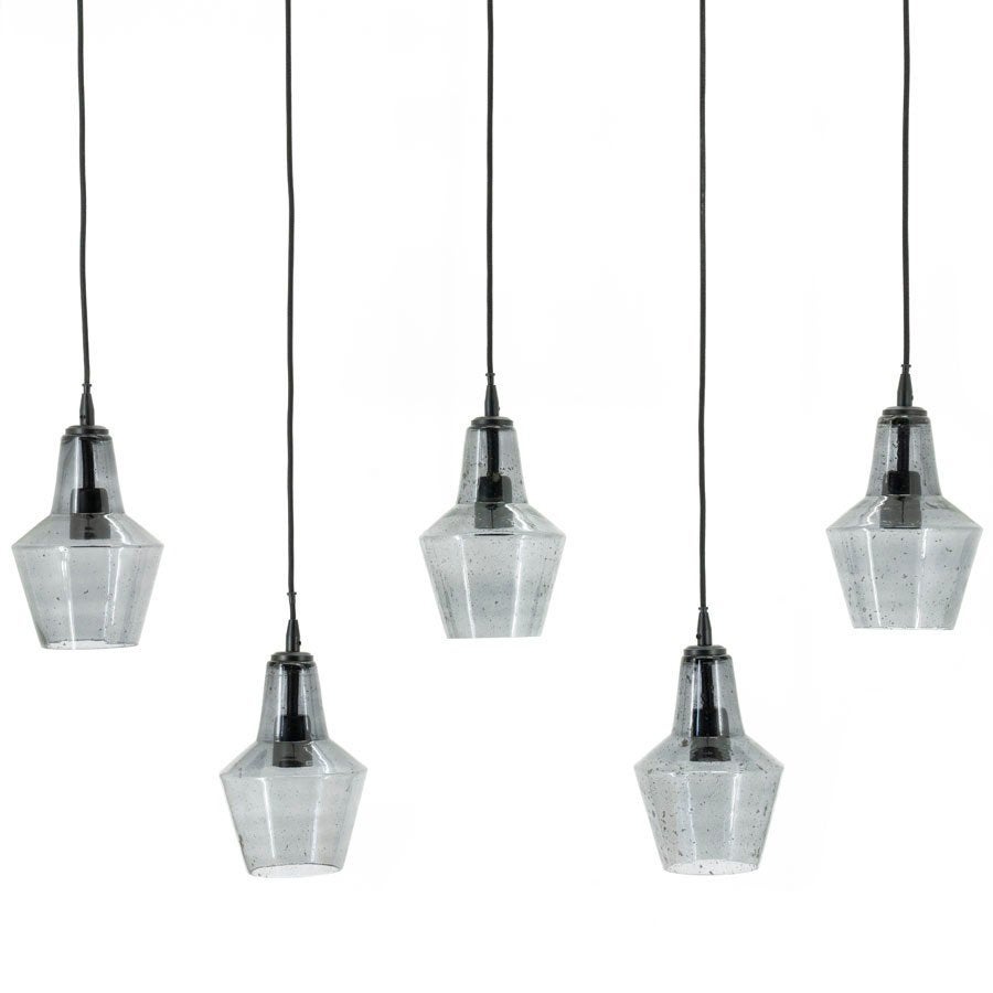 By-Boo hanglamp Orion 5-lichts zwart glas - nieuw, Ophalen, Nieuw, Glas, Overige fittingen