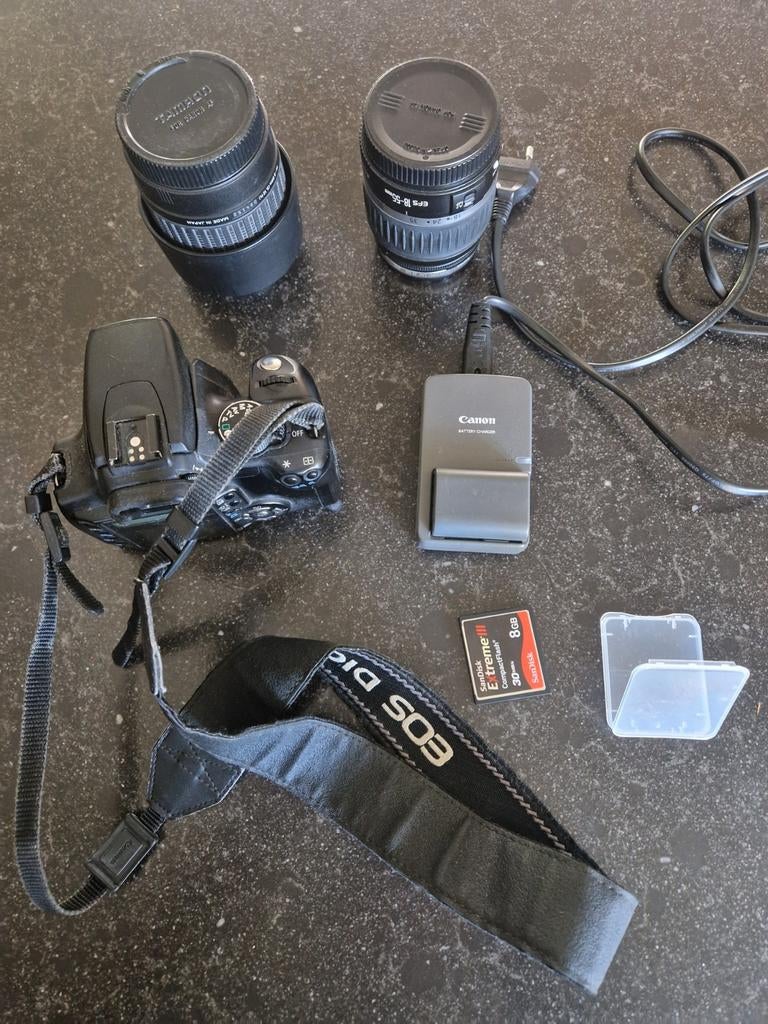 Canon EOS 350D met 2 lenzen en accessoires, Audio, Tv en Foto, Fotocamera's Digitaal, Gebruikt, Spiegelreflex, Canon, Ophalen of Verzenden
