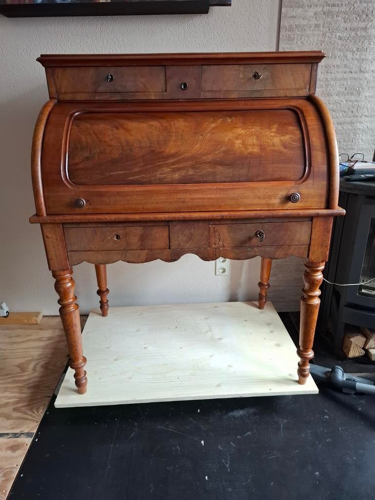 Antiek rolluikbureau, secretaire, mahoniehout, Antiek en Kunst, Ophalen
