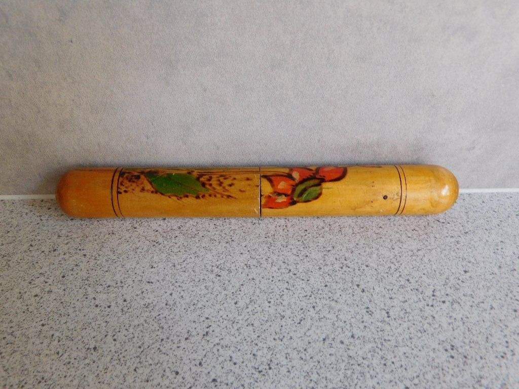 Haaknaaldenkoker 21 cm. Bamboe Handpainted, Ophalen of Verzenden, Zo goed als nieuw, Haken, Overige typen