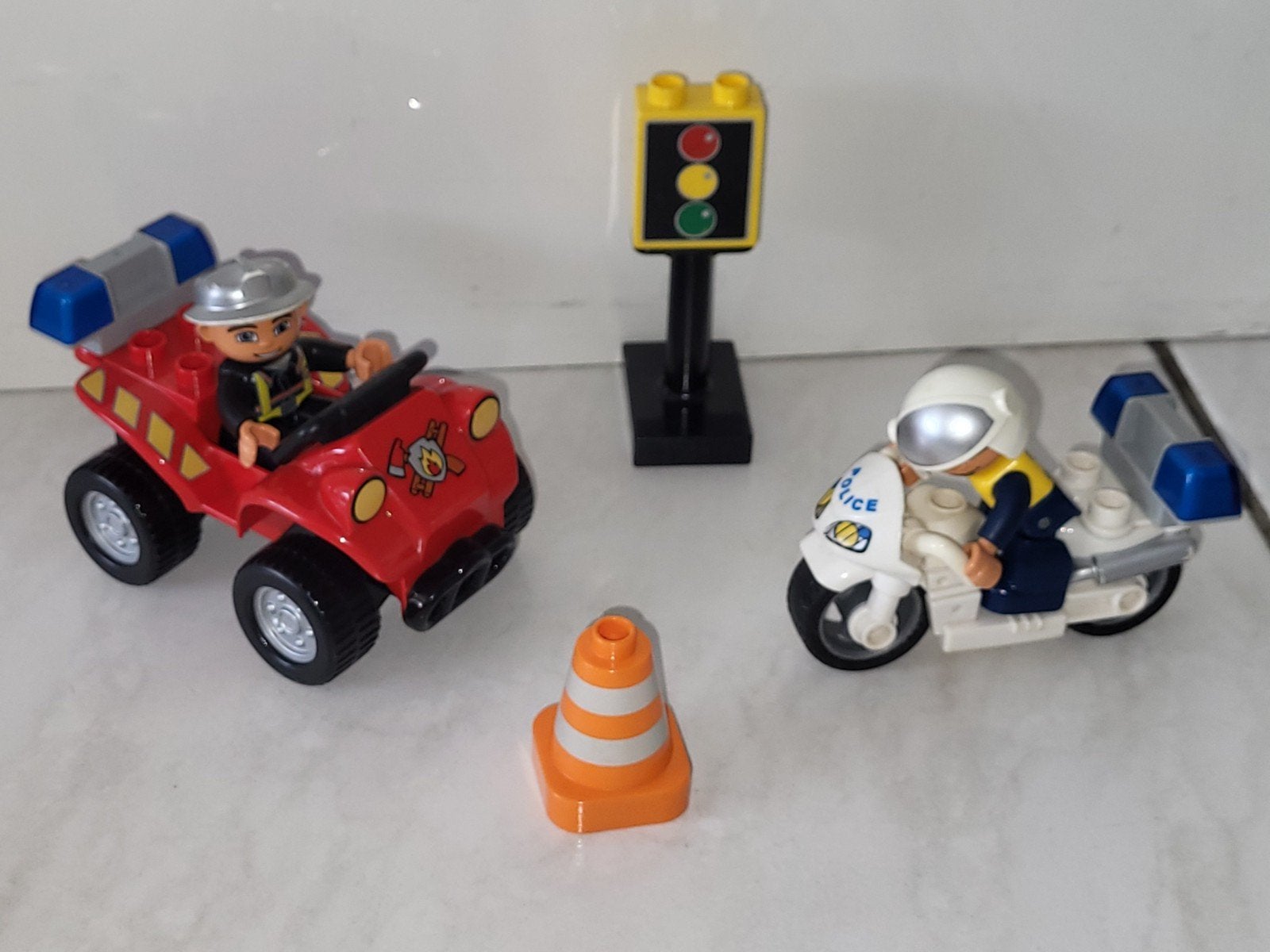 Duplo brandweer quad en politie motor, Gebruikt, Ophalen of Verzenden, Duplo, Duplo