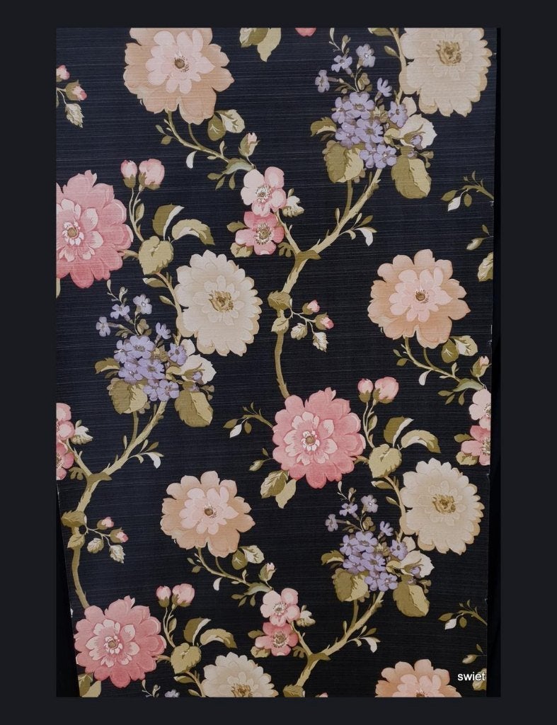 7392 Origineel  Vintage zwart bloemen vintage swiet, Verzenden, Roze