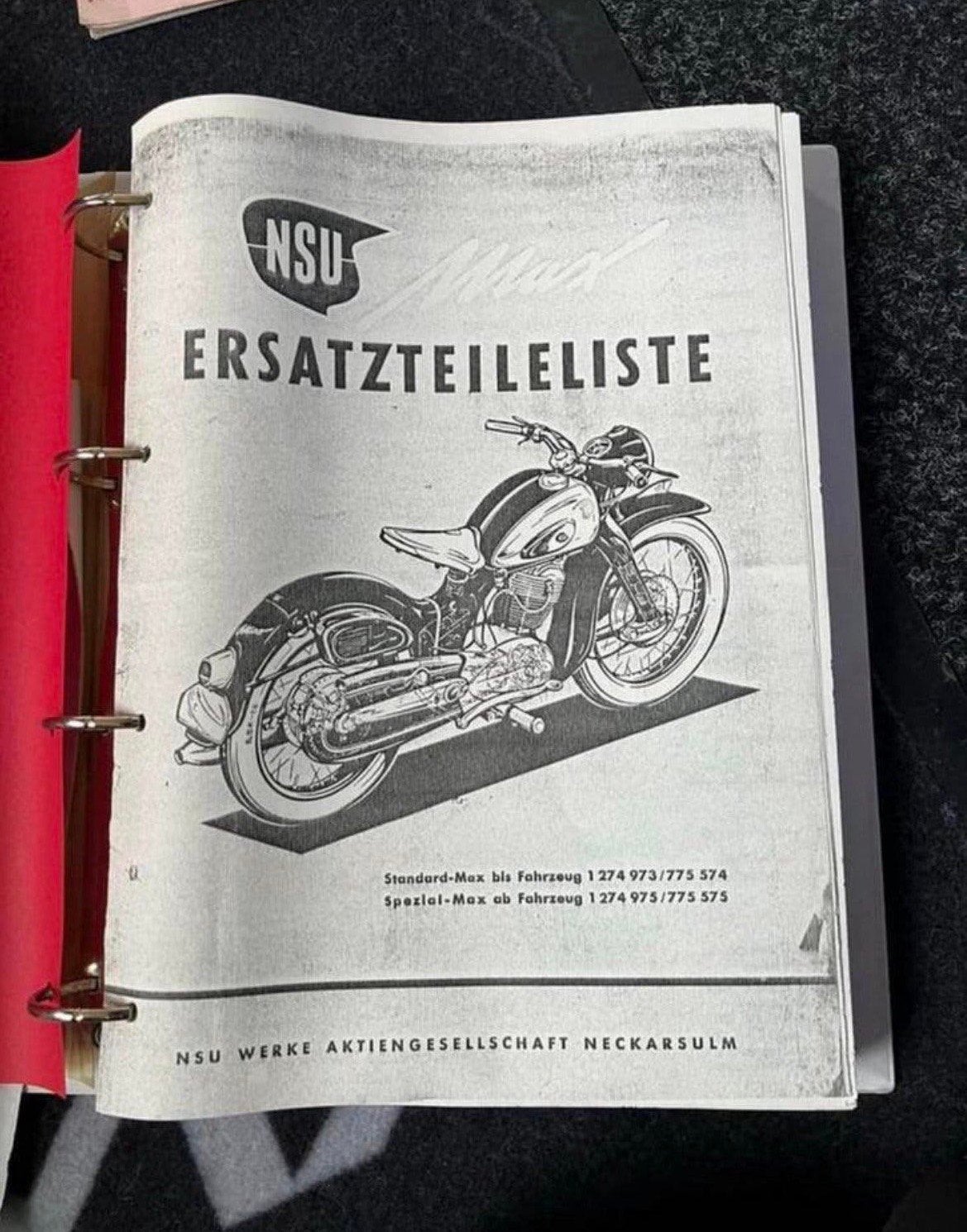 Vintage Ersatzteileliste NSU MAX gekopieerd, Motoren, Ophalen of Verzenden, Overige merken