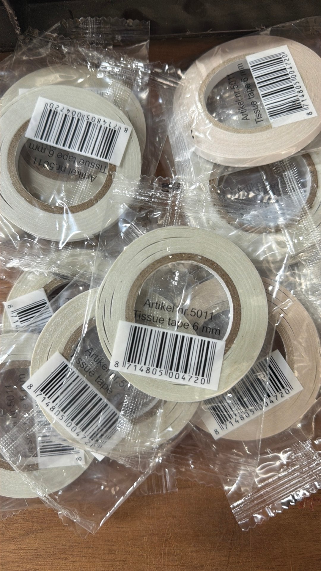 1000 rollen dubbelzijdig tissue tape 3/6 mm 12 meter partij, Ophalen of Verzenden, Nieuw