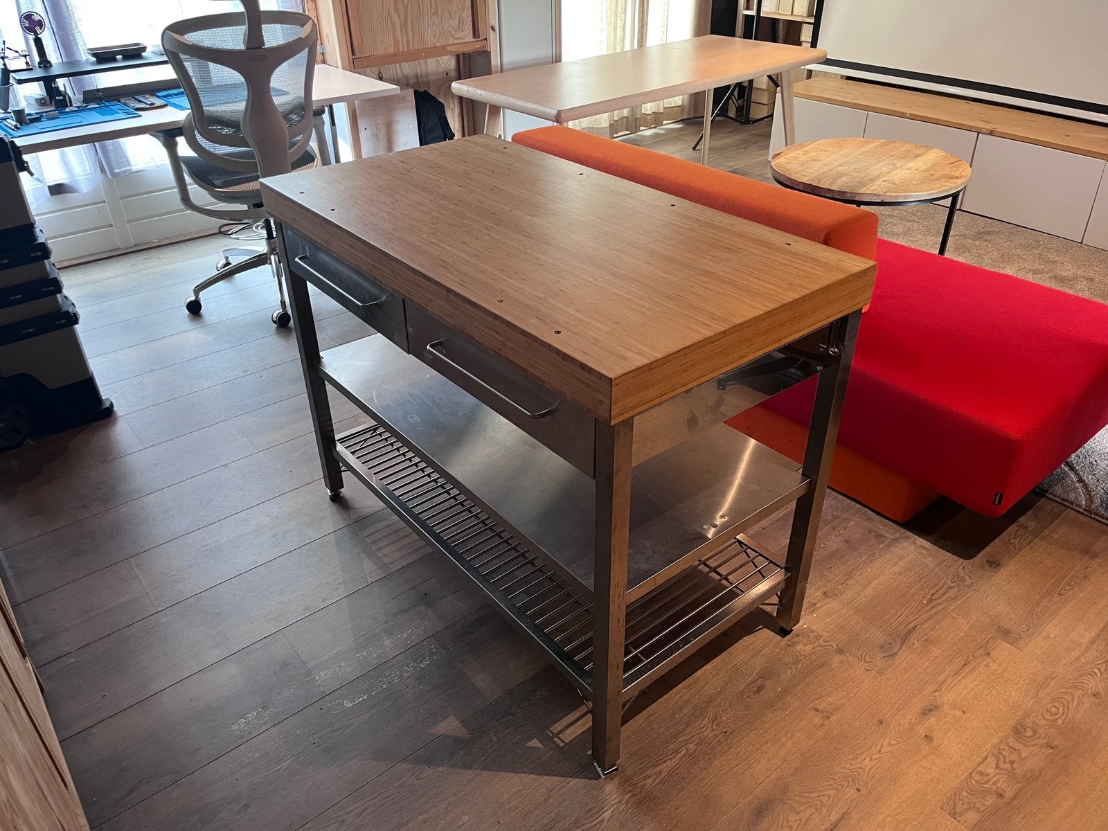 IKEA RIMFORSA Keukeneiland / Werktafel – RVS & Bamboe, Ophalen of Verzenden, Gebruikt