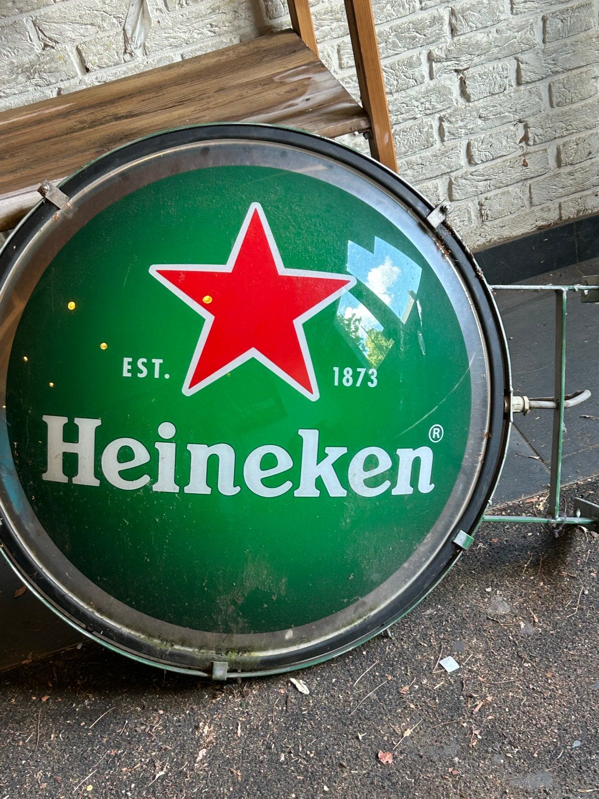 Heineken dubbelzijdige lichtbak - 80 cm - Mancave, Ophalen, Gebruikt, Lichtbak of (neon) lamp