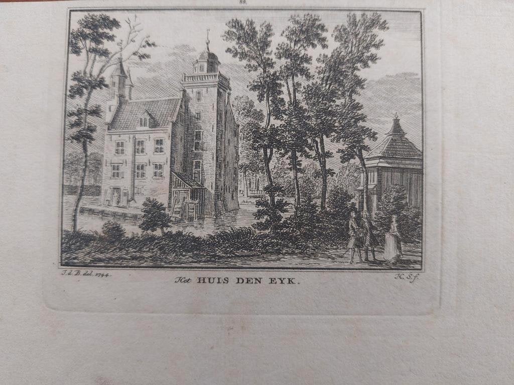 88 / Huis den Eyk in Wijk bij Duurstede Oude gravure, Antiek en Kunst, Kunst | Etsen en Gravures, Ophalen of Verzenden