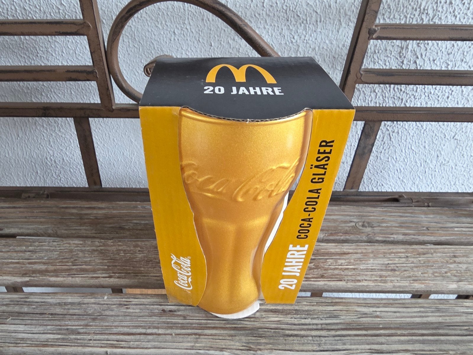 McDonald's Coca-Cola Glas Goud - 20 Jaar Jubileum, Verzamelen, Ophalen of Verzenden, Nieuw, Frisdrankglas