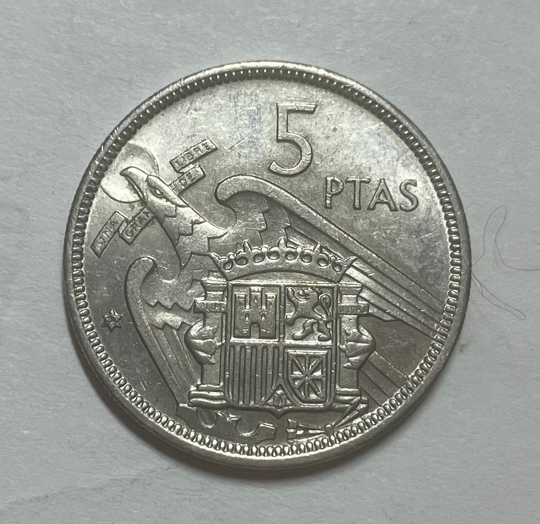 5 pesetas Spanje 1957, Postzegels en Munten, Ophalen of Verzenden