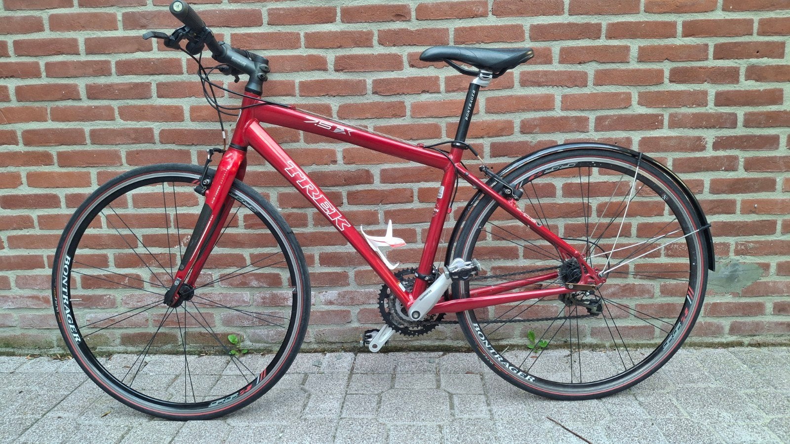 Trek 7.3 FX Hybride Fiets - Rood, Gebruikt, 28 inch, Gebruikt, Velgrem, Meer dan 20 versnellingen