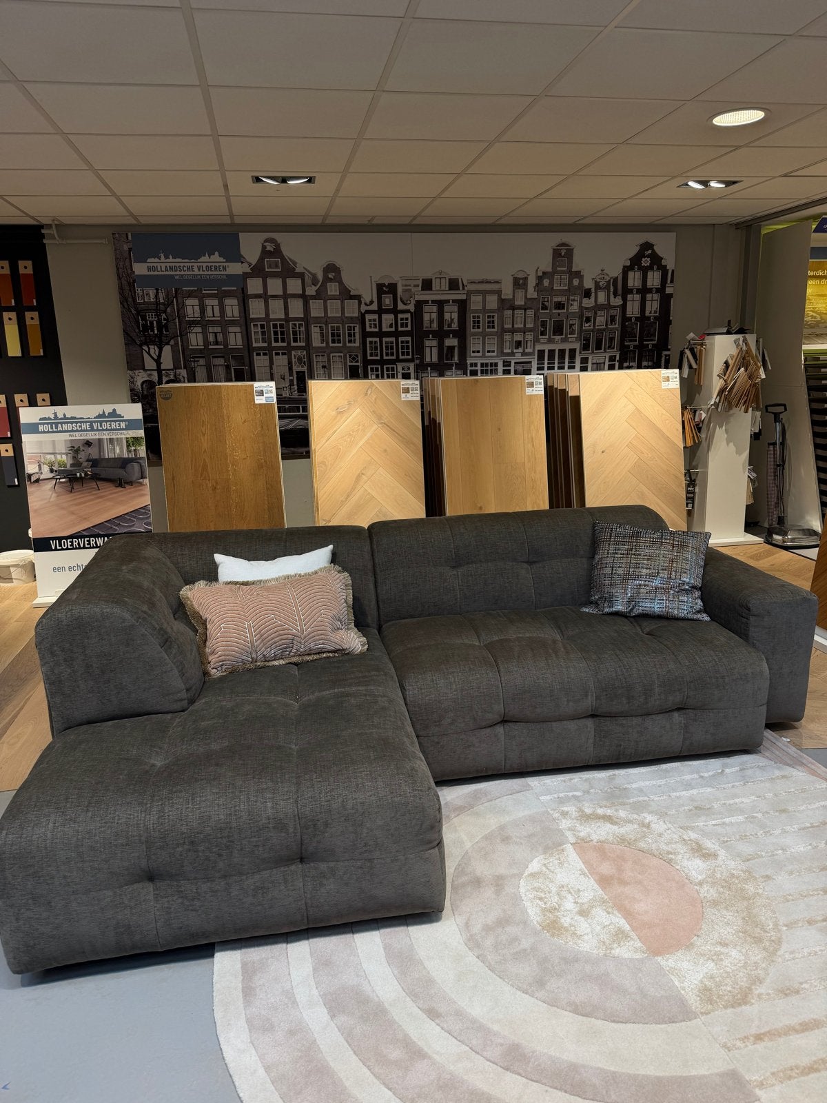 Hoekbank Dyyk Jeff 2.5 Zits met Dormeuse - Stof Home Brown, Ophalen, 250 tot 300 cm, 100 tot 125 cm, Hoekbank