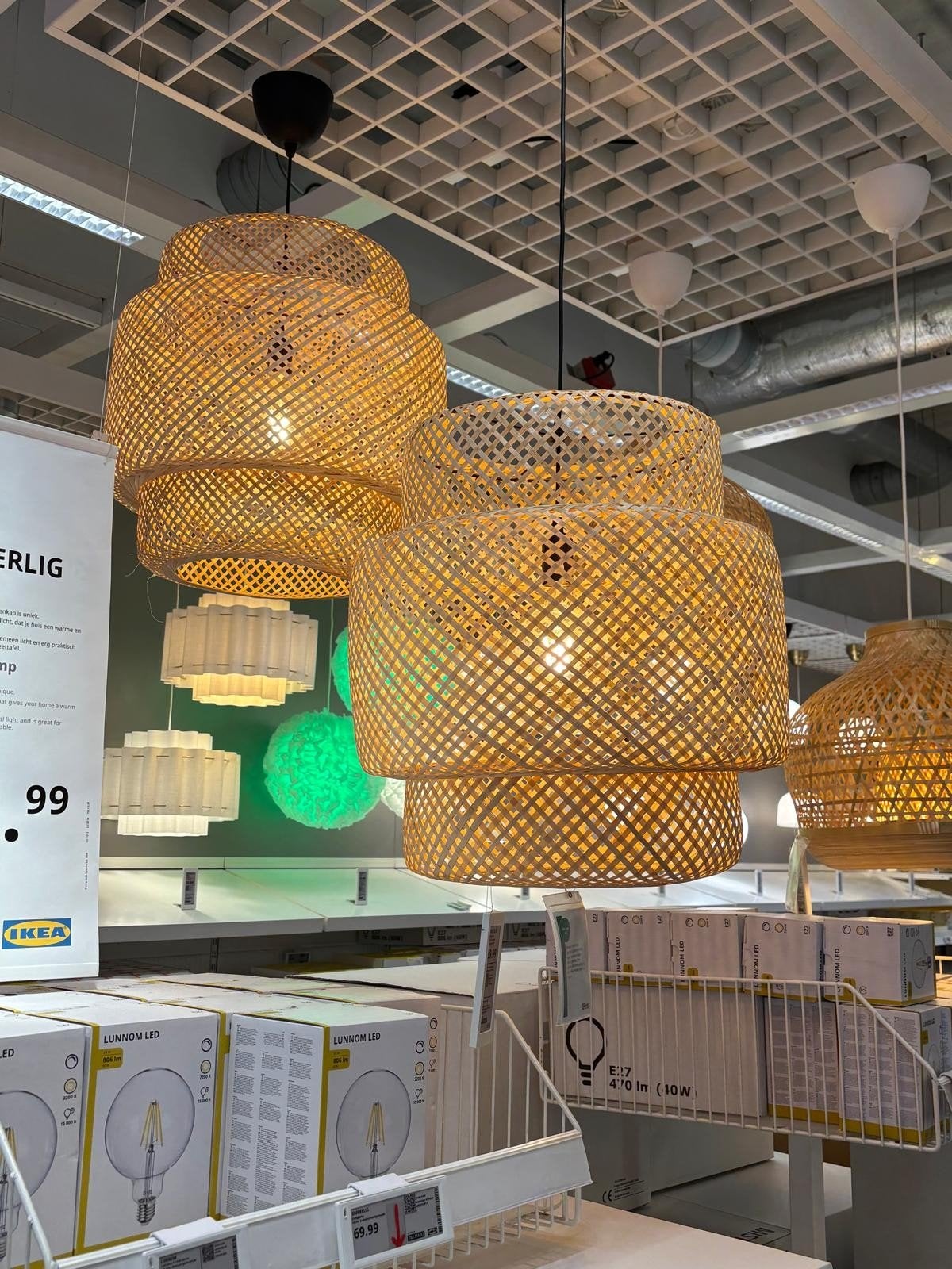 IKEA SINNERLIG Hanglamp Bamboe Handgemaakt, Ophalen, Zo goed als nieuw, Hout, Bohemian, Scandinavisch, Natuurlijk